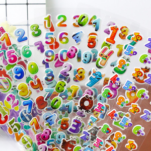 Manufacturer's Direct Sales Early Education Sticker Cartoon Digital Puzzle Children's Cartoon Stickers Reward 3D Bubble Stickers