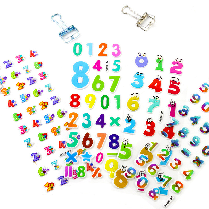 Manufacturer's Direct Sales Early Education Sticker Cartoon Digital Puzzle Children's Cartoon Stickers Reward 3D Bubble Stickers