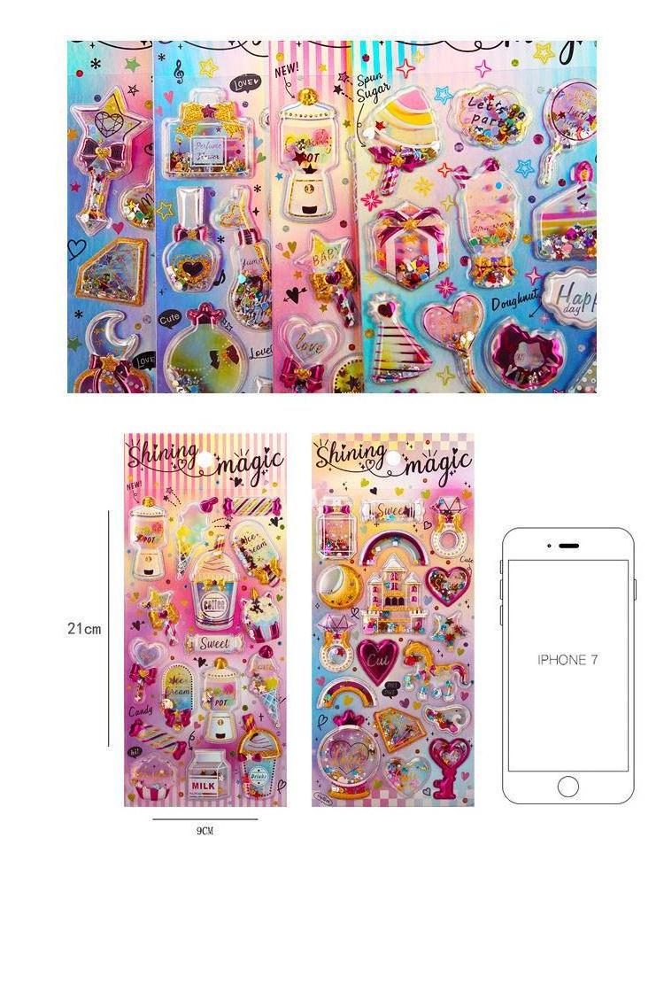 Children's Stickers  Gem  Stickers Girl Princess 3d Stereo Shake Stickers Baby Internet Celebrity Little Paste