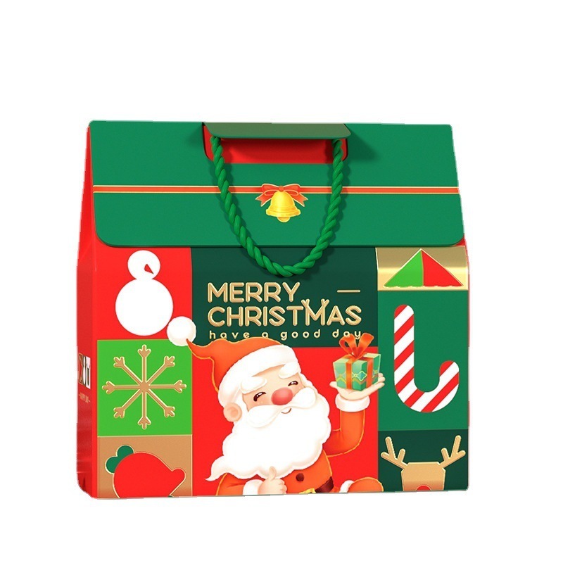 New Wholesale Christmas Portable Paper Box Gift Christmas Eve Packaging Gift Empty Cardboard Box Apple Candy Biscuit Gift Box