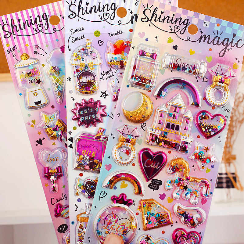 Children's Stickers  Gem  Stickers Girl Princess 3d Stereo Shake Stickers Baby Internet Celebrity Little Paste