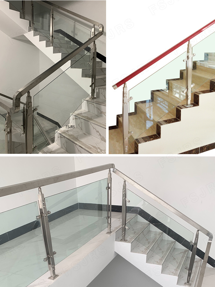 Modern Design Stainless Steel Frameless Stair Post Glass Railing Balustrade Handrail Baluster Glass Balustrade Price Systems