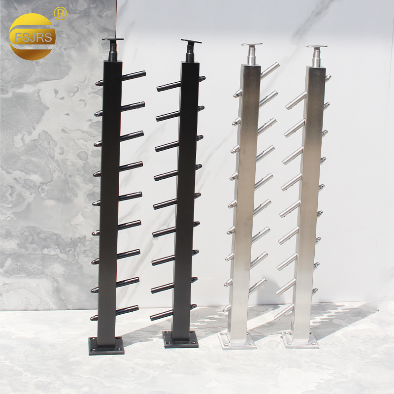 Deck Fence Stair Handrail Metal Railing Stainless Steel Pillars Rope Handrail Brackets Outdoor Stair Black Cable Railings