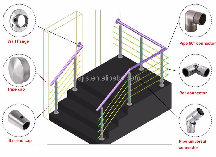 Stainless Steel Wire Cable Railing Fittings Cable Balcony Handrail Design Accessories For Stainless Steel Railings