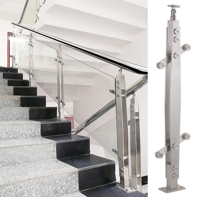 Modern Design Stainless Steel Frameless Stair Post Glass Railing Balustrade Handrail Baluster Glass Balustrade Price Systems