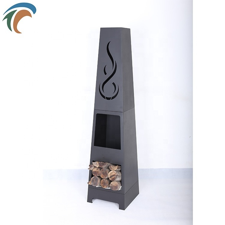 Outdoor Vertical Three-layer Tower Furnace Fire Pit Bbq Grill With Chimney Firepit