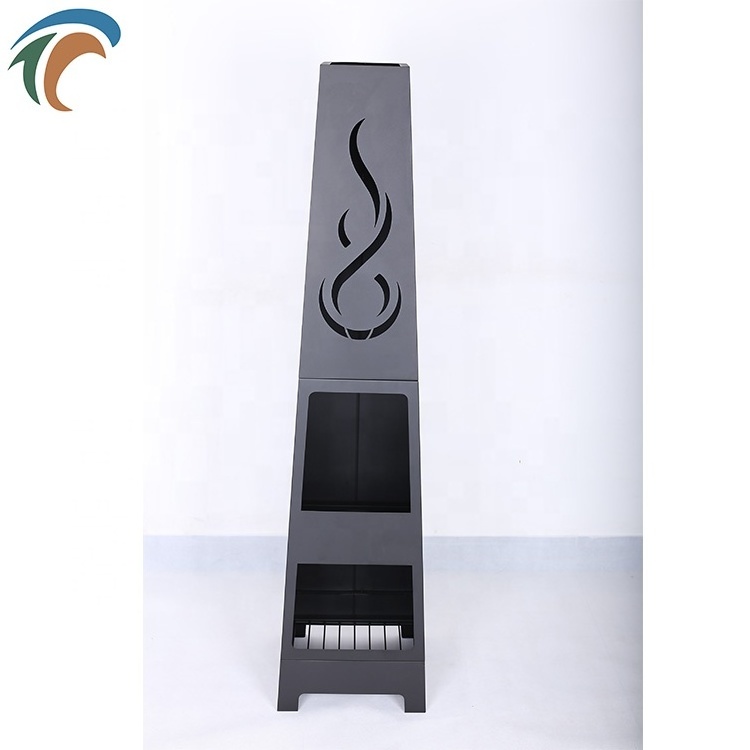 Black Color Chimenea Outdoor Fire Chimney Outside Outdoor Fire Garden Chimney Fire Pit Place