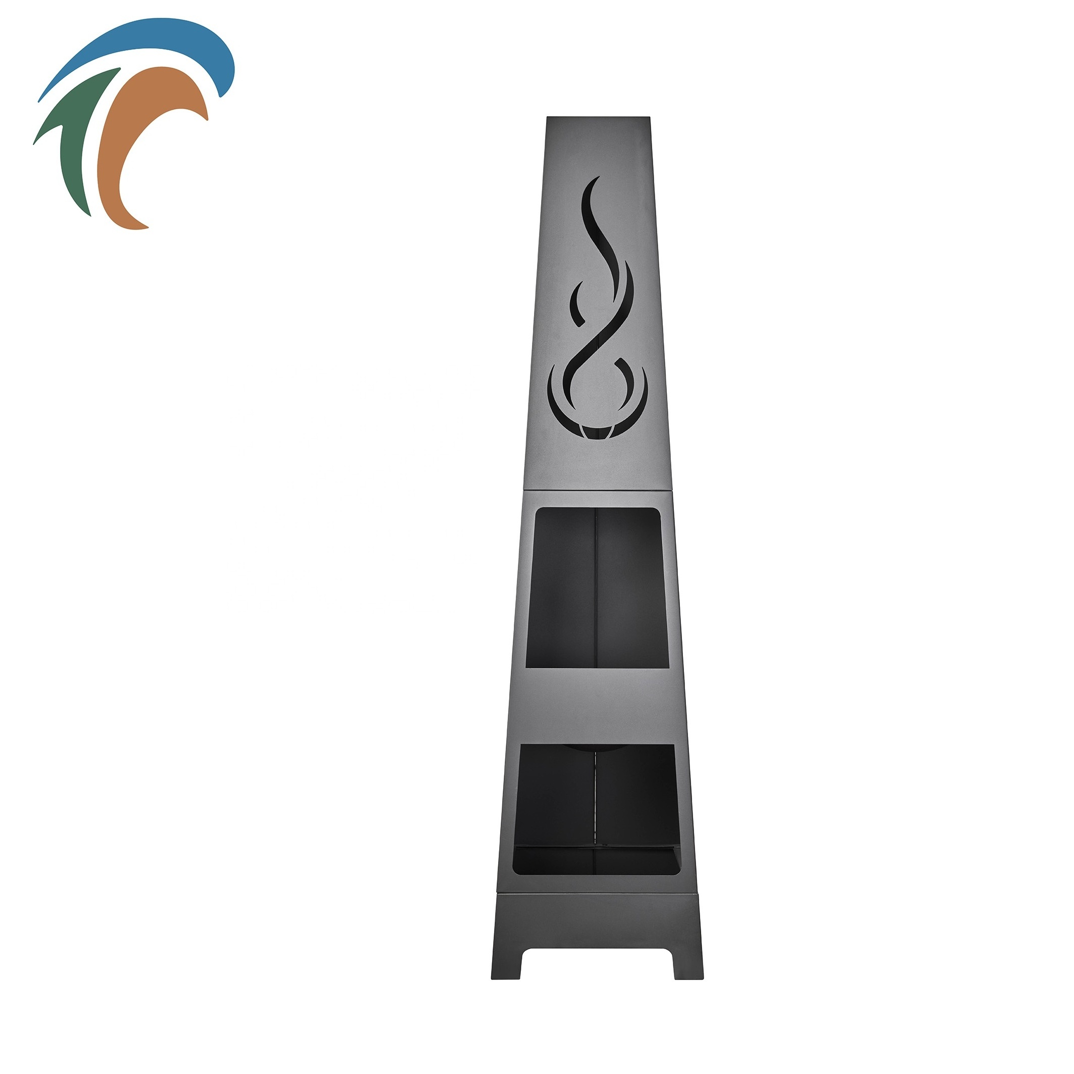 Black Color Chimenea Outdoor Fire Chimney Outside Outdoor Fire Garden Chimney Fire Pit Place