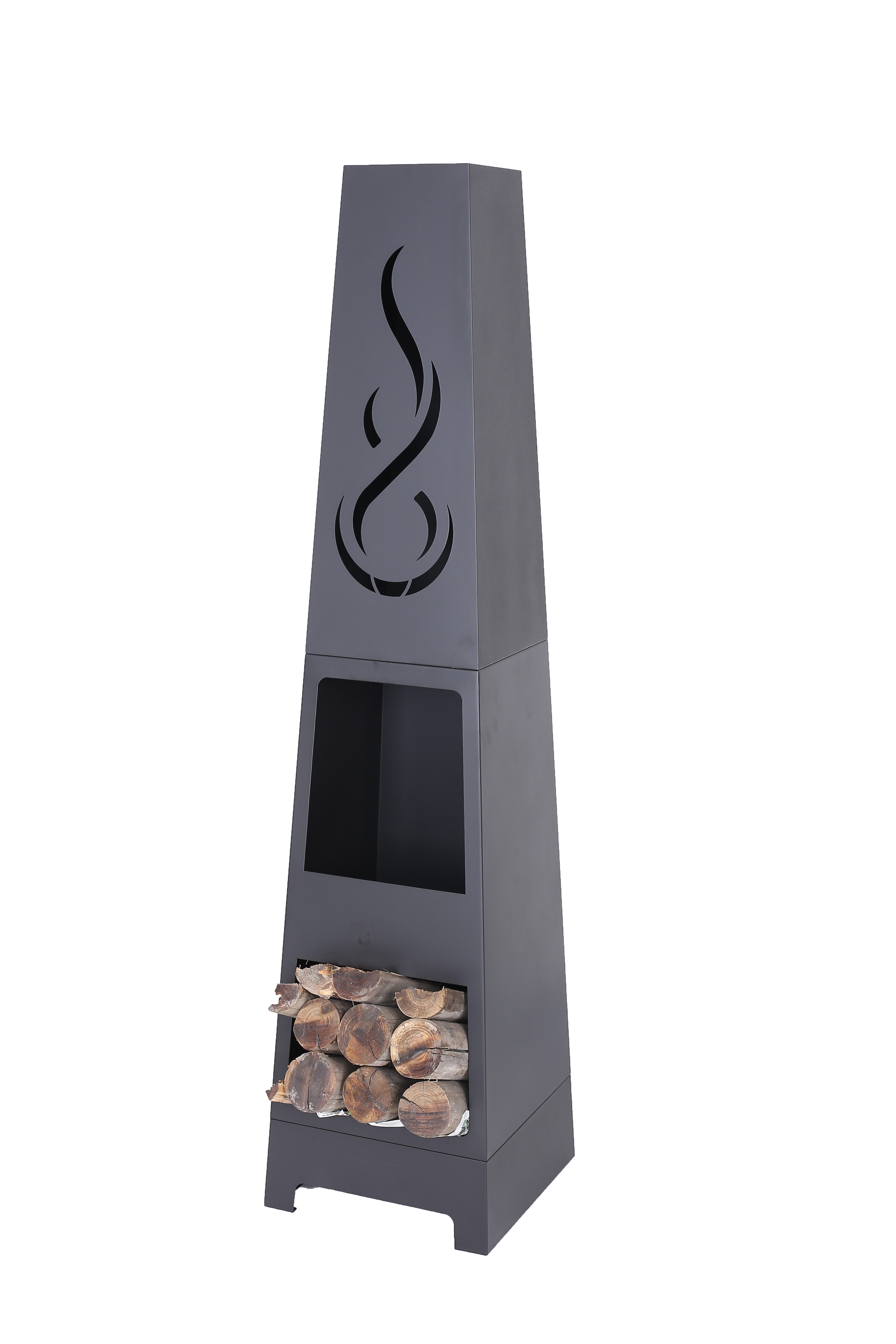 Outdoor Vertical Three-layer Tower Furnace Fire Pit Bbq Grill With Chimney Firepit