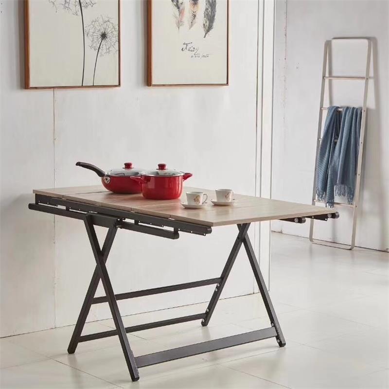 European Space Saving Transforming multi-use wood folding dining table to shelves