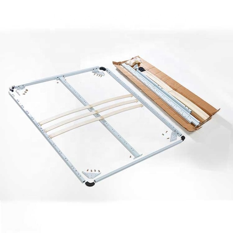 Easy Assembly iron parts base Modern Knock-down Wooden slatted foldable bed frame