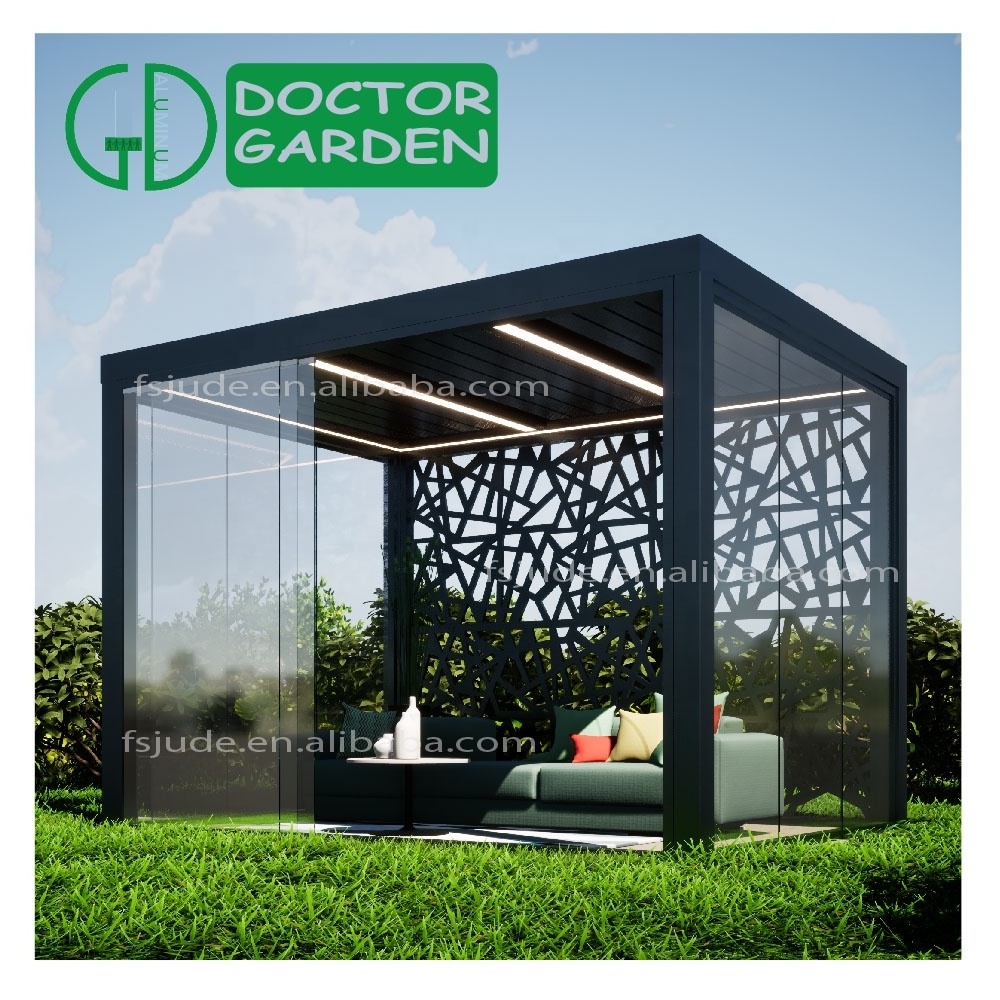 GD Dr Garden luxury patio garden gazebo 3x3 outdoor motorized waterproof canopy covers remote control aluminum pergola gazebos