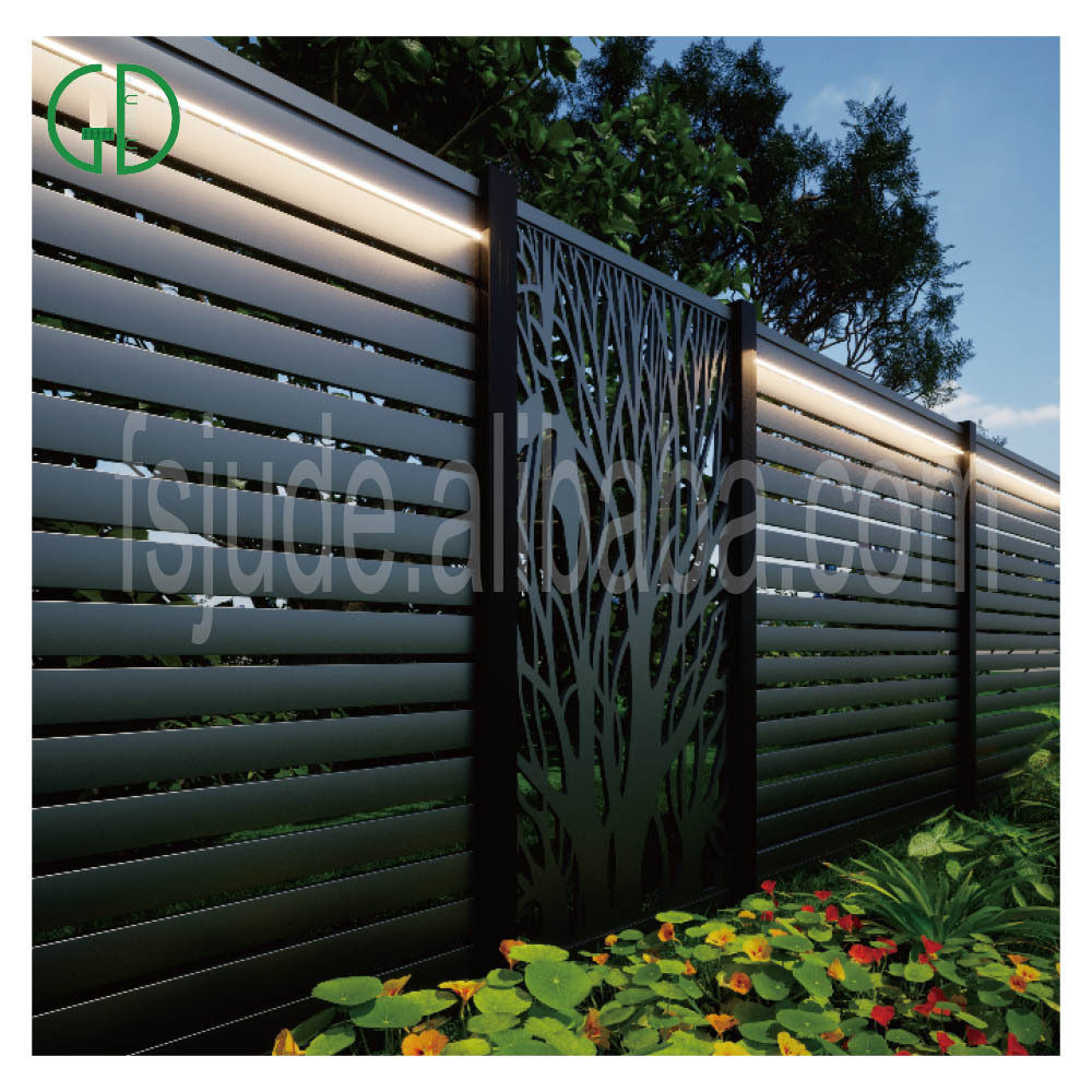 GD aluminium metal t post wpc composite fence panel slotted outdoor garden privacy 6x6 6x8 cap balcony manufacture