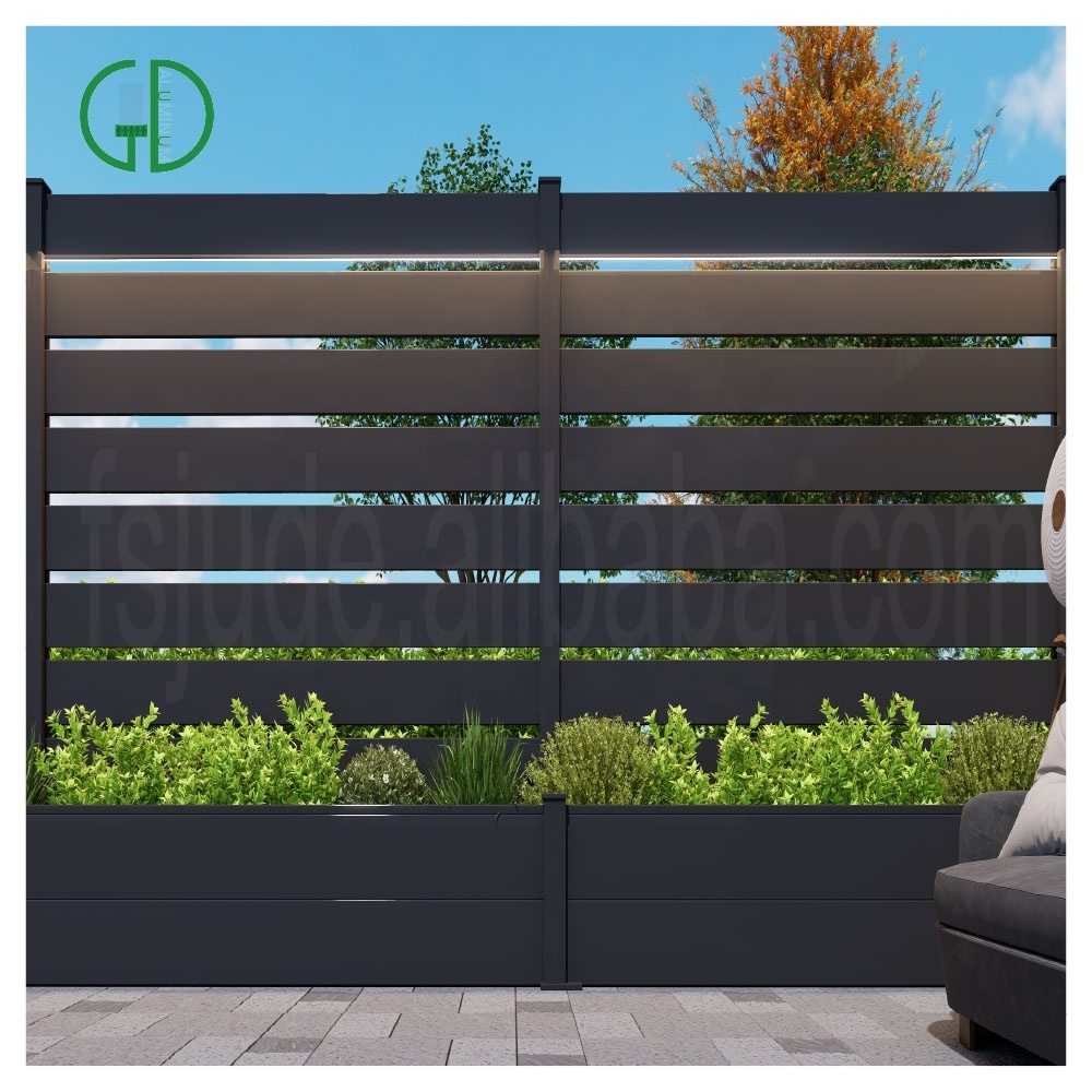 GD solar light black composite fencing aluminium rod perf flat top swimming pool fence panels perforated recinzione in alluminio