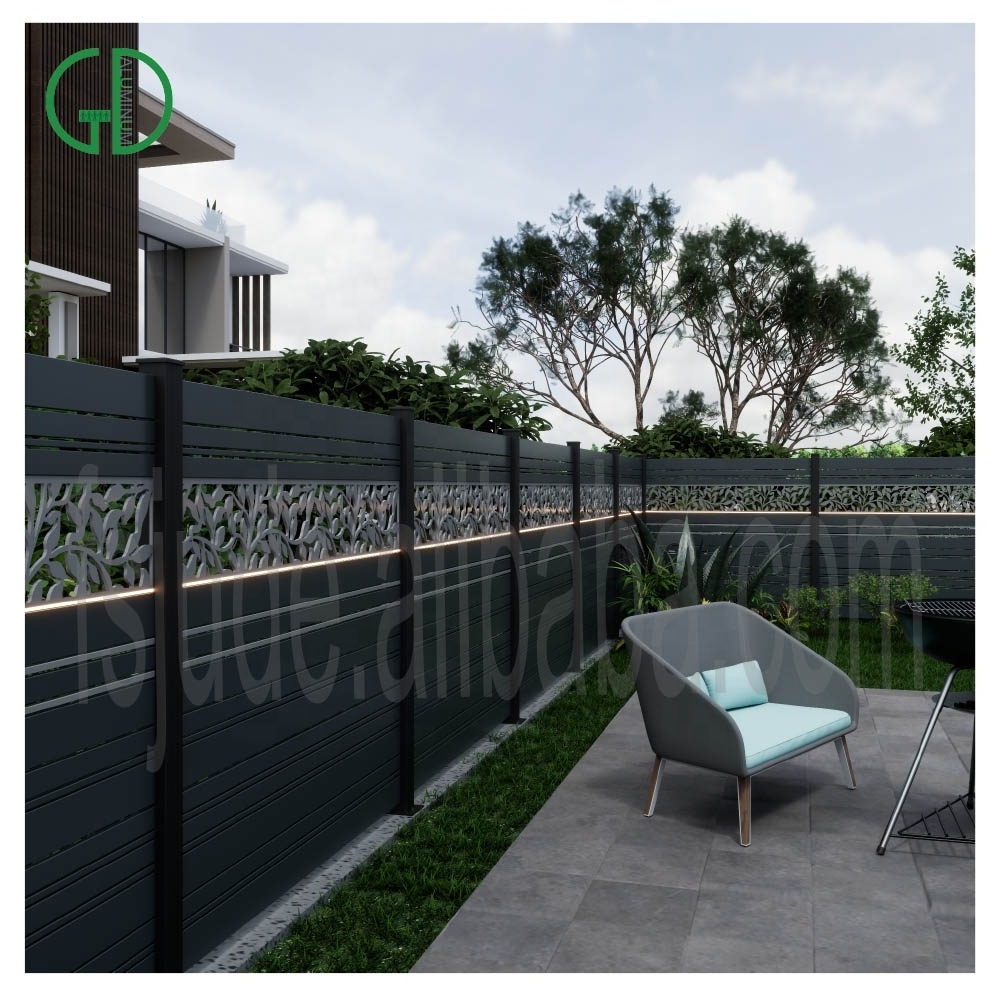 GD Aluminium Hot Sale House Farm Garden Gates Decorative Wood Panels Aluminum Fence