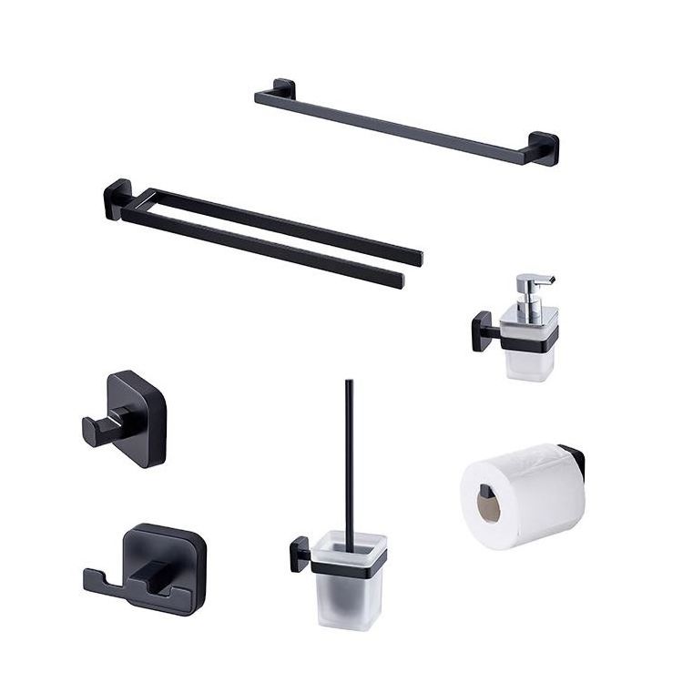 Newest Matt Black Hotel Washroom Wall Mounted Bathroom Accessories Set Hardware Set