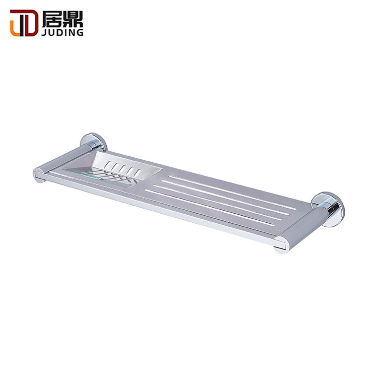 Made in China Hotel Rectangular design Bathroom Wall Mount Single Tier Wall Shelf stainless JuDing Bathroom soap Storage Corner Shower Shelves