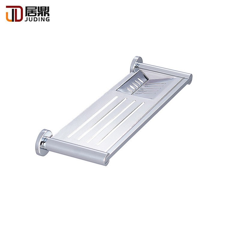 Made in China Hotel Rectangular design Bathroom Wall Mount Single Tier Wall Shelf stainless JuDing Bathroom soap Storage Corner Shower Shelves