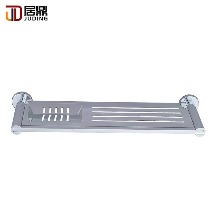 Made in China Hotel Rectangular design Bathroom Wall Mount Single Tier Wall Shelf stainless JuDing Bathroom soap Storage Corner Shower Shelves