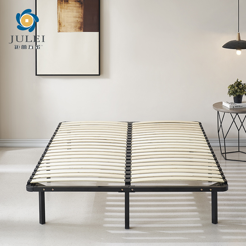 Manufacture Price 120cm e-commerce nice design platform bed frame metal frame with wood slat