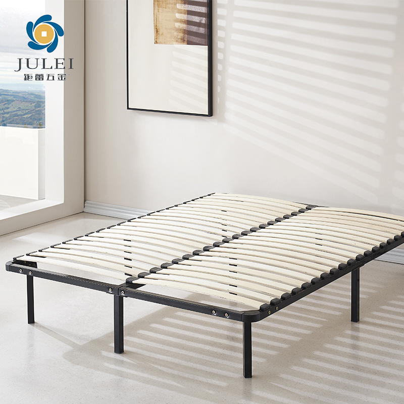 Manufacture Price 120cm e-commerce nice design platform bed frame metal frame with wood slat