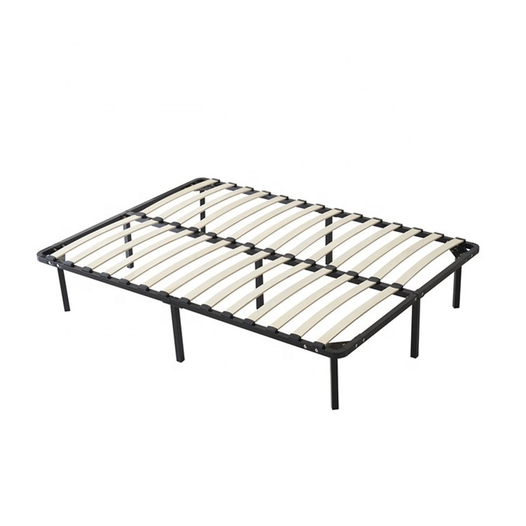 Manufacture Price 120cm e-commerce nice design platform bed frame metal frame with wood slat