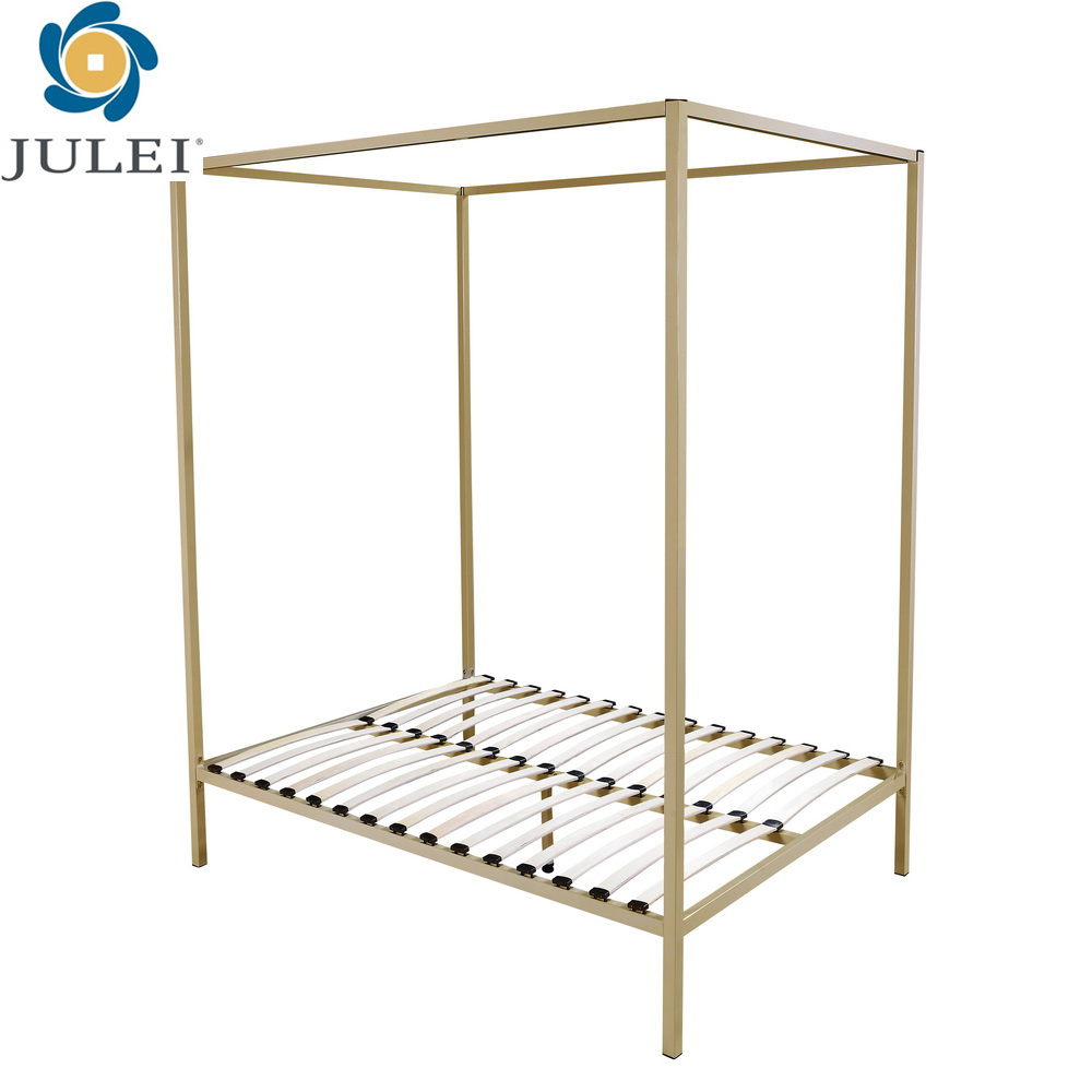 Wholesale Modern  Australia Metal Queen Size Canopy Assembly Bed Frame Gold