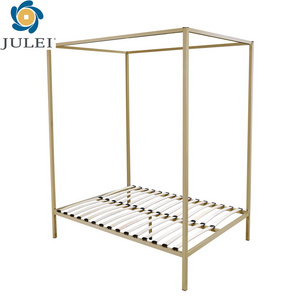 Wholesale Modern  Australia Metal Queen Size Canopy Assembly Bed Frame Gold