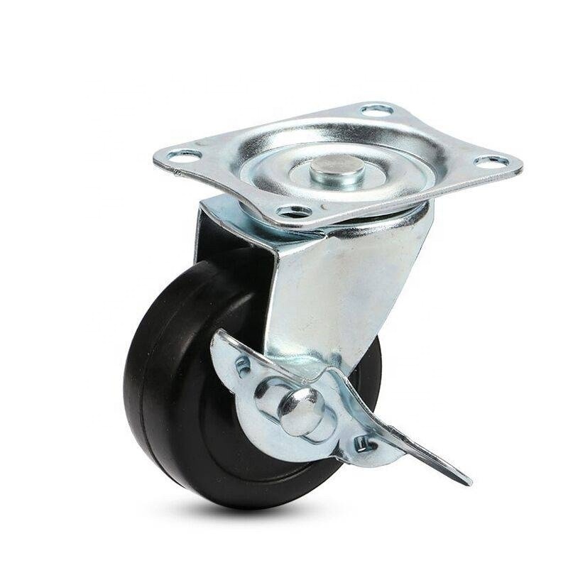 Rubber Wheel Caster Industrial 1.5 Inch Wheel Caster Brake Mini Duty Caster Wheel