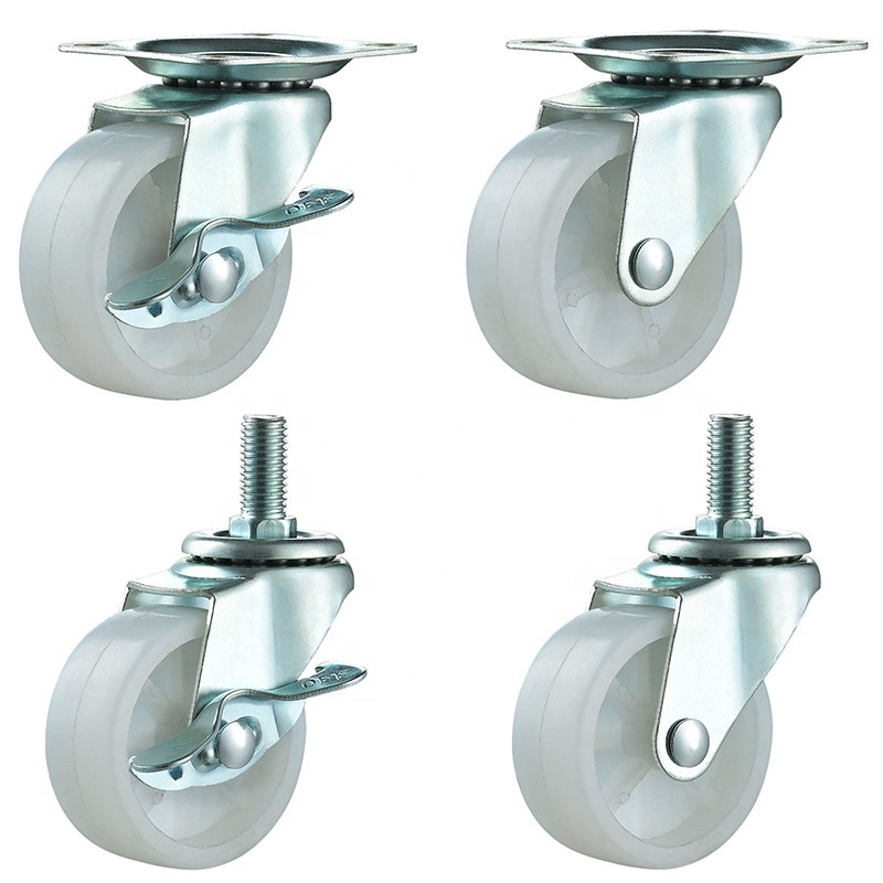 Factory direct sales 3 inch lightweight pp casters with brake wear safety to ensure stall rack wheels furniture wheels