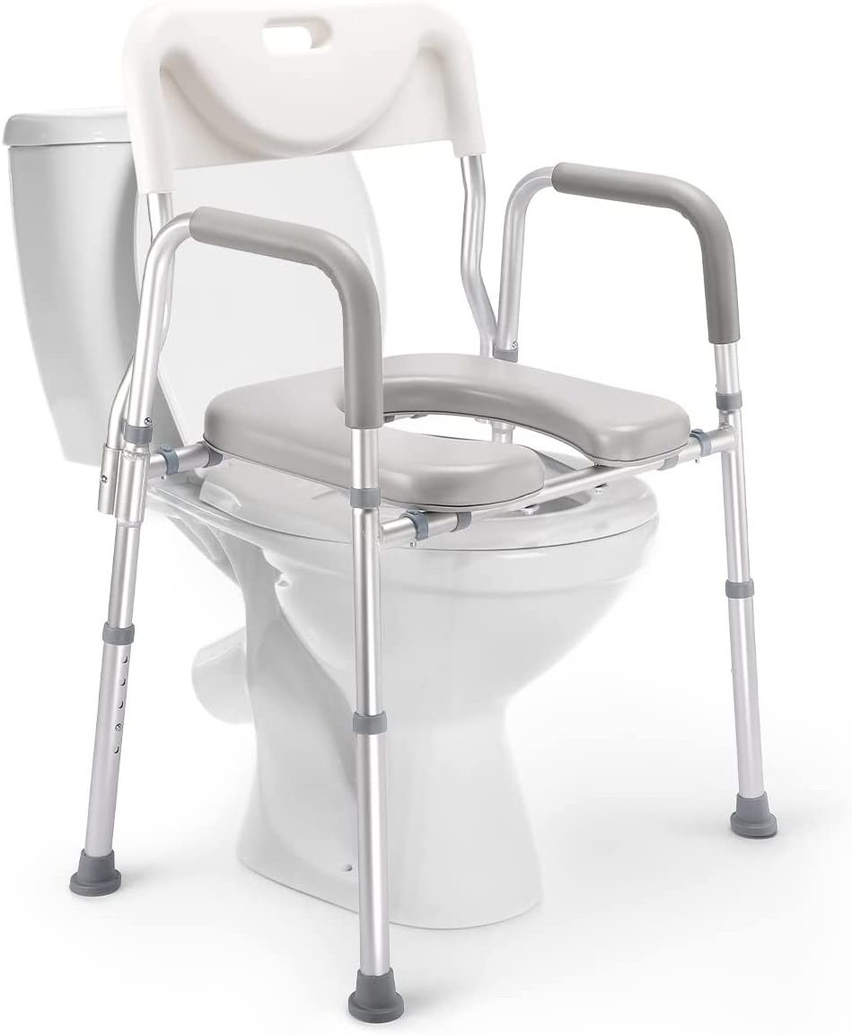 AUITOA 4-in-1 Raised Toilet Seat Medical Bedside Commode Chair, Adjustable Toilet Safety Frame, Shower Chair for Seniors