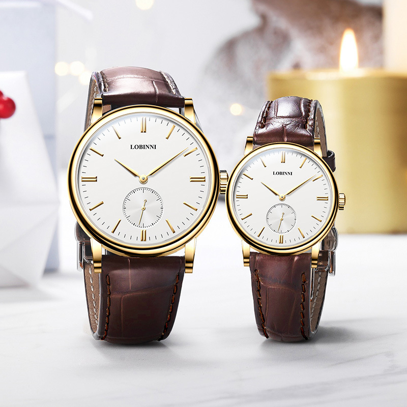 LOBINNI Waterproof Leather Band Male And Female Nice Ultra-thin Couple Watch Set 2023 High Quality