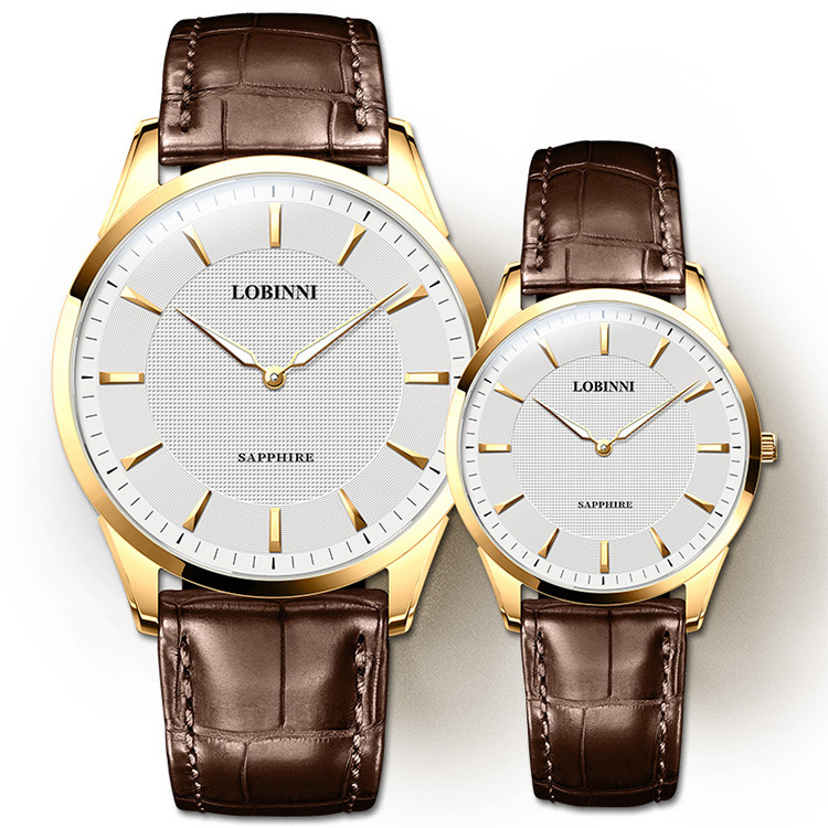 LOBINNI High Quality Fashion Slim Couple Watch Customizable Luminous Ultra-thin Hands Couple Quartz Watch