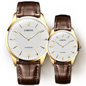 LOBINNI High Quality Fashion Slim Couple Watch Customizable Luminous Ultra-thin Hands Couple Quartz Watch