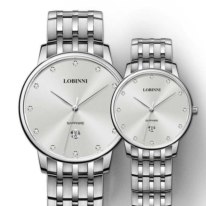 LOBINNI New Design Couple Wrist Watches Calendar Ultra-thin Quartz Watch For Men And Women