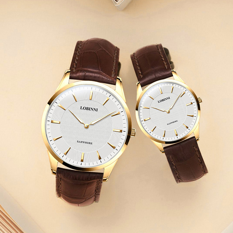 LOBINNI High Quality Fashion Slim Couple Watch Customizable Luminous Ultra-thin Hands Couple Quartz Watch