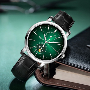 New LOBINNI 3609 Fashion Business Day Night Function Green Ultra-thin Quartz Movement Men's Watch