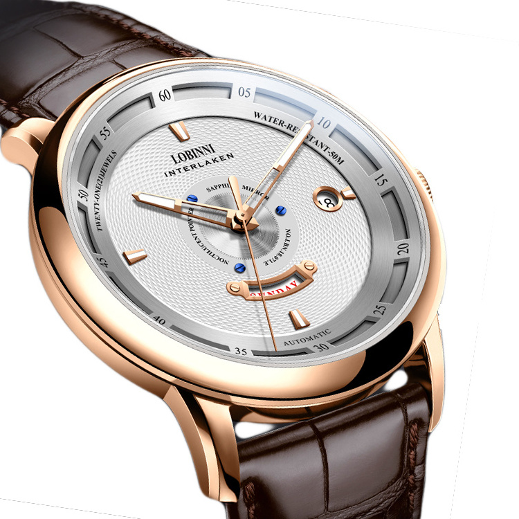 LOBINNI 18071 custom minimalist style wrist watch luminous mechanical watches men automatic