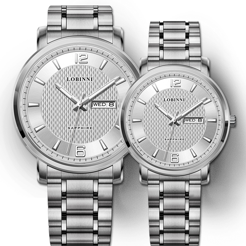 LOBINNI Luxury Quartz Movement Couple Stainless Steel Watches Adjustable Ultra-thin Wrist Watch Women