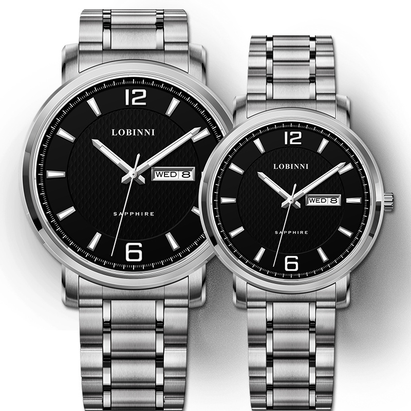 LOBINNI Luxury Quartz Movement Couple Stainless Steel Watches Adjustable Ultra-thin Wrist Watch Women