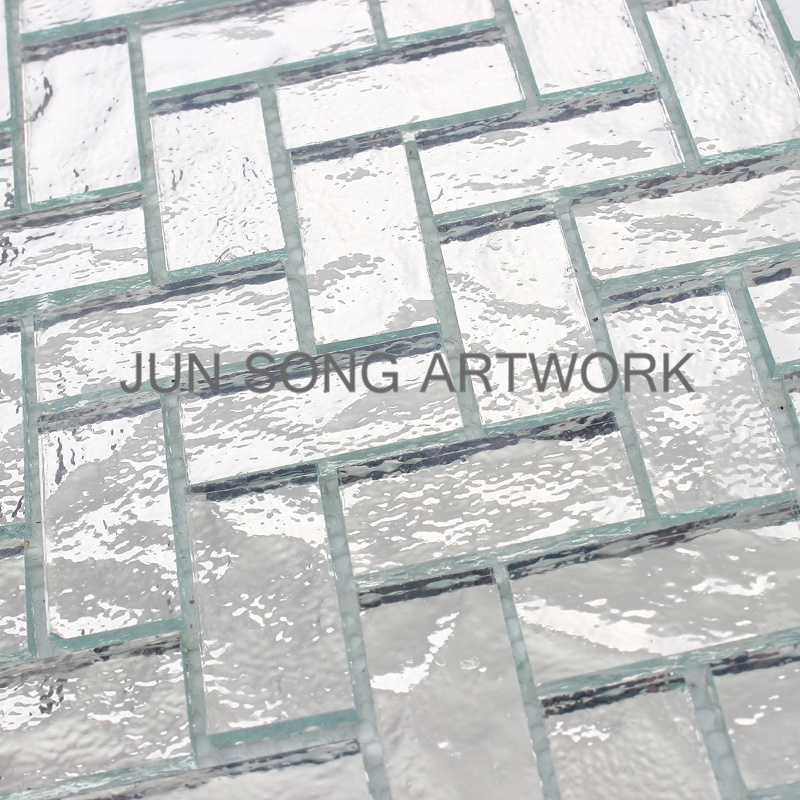 JS JY14-01 Chinese Silver Kitchen Wall Tile Rectangular Glass Mosaic Backsplash Design