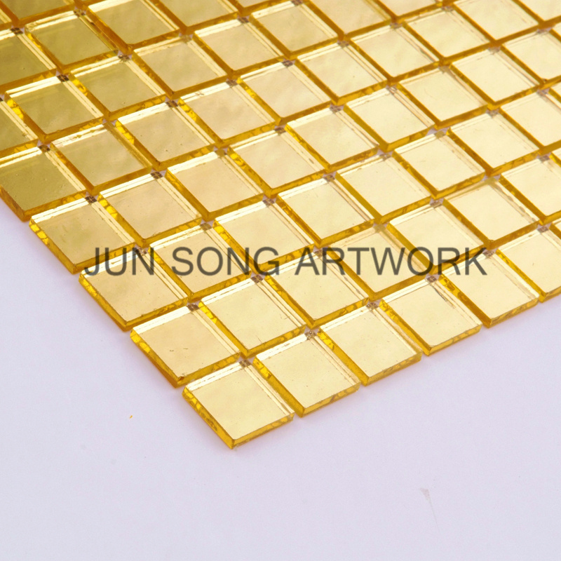 JS HP01 Luxurious Decorative Tile Golden Glass Mosaic Bathroom Wall Tile Design