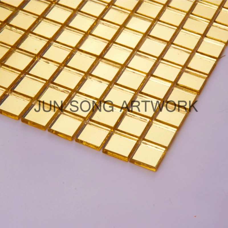 JS HP01 Luxurious Decorative Tile Golden Glass Mosaic Bathroom Wall Tile Design