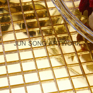 JS HP01 Luxurious Decorative Tile Golden Glass Mosaic Bathroom Wall Tile Design