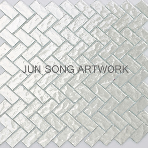 JS JY14-01 Chinese Silver Kitchen Wall Tile Rectangular Glass Mosaic Backsplash Design