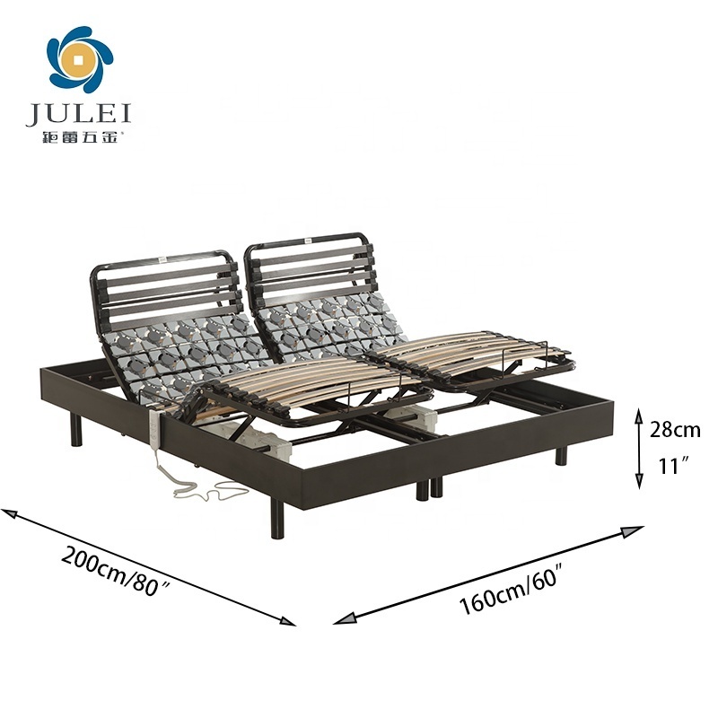 Split Self Adjustable Queen Power Coated Beds Optional Paper Cover Slat King Size Smart Bed Frame