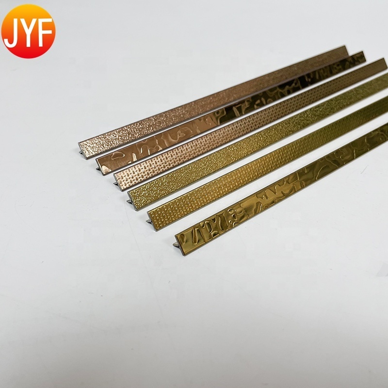 Factory Supply Decorative  Metal trim strip T Shape 304 Stainless Steel Flexible Metal Tile Edge Trim For Home