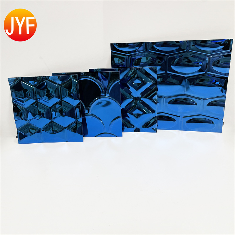 ZZ2919  Cheap Price Blue Color 316l Stamped Stainless Steel 3D Wall Panels