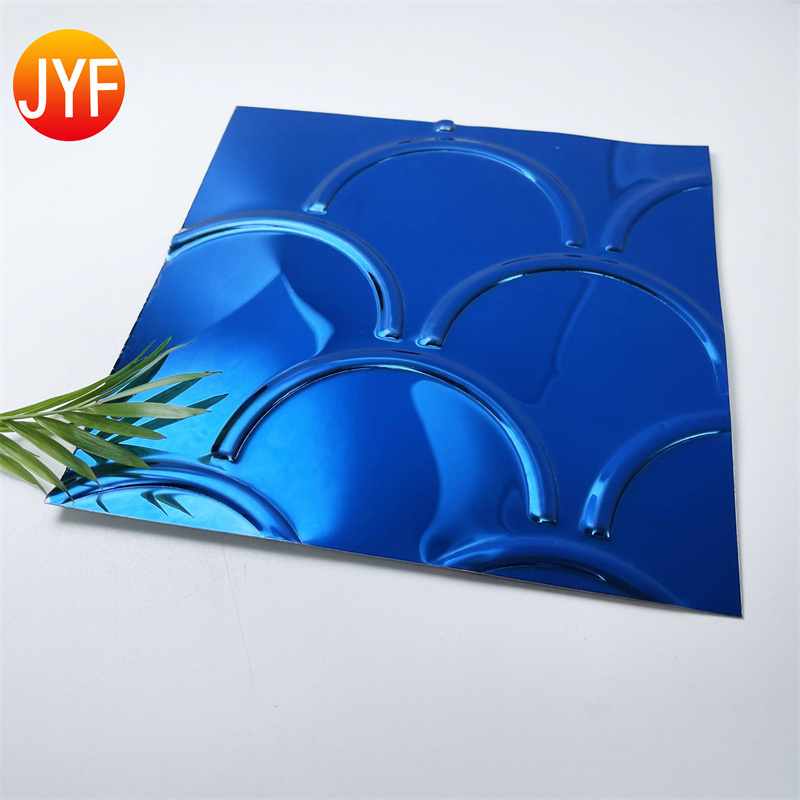 ZZ2919  Cheap Price Blue Color 316l Stamped Stainless Steel 3D Wall Panels