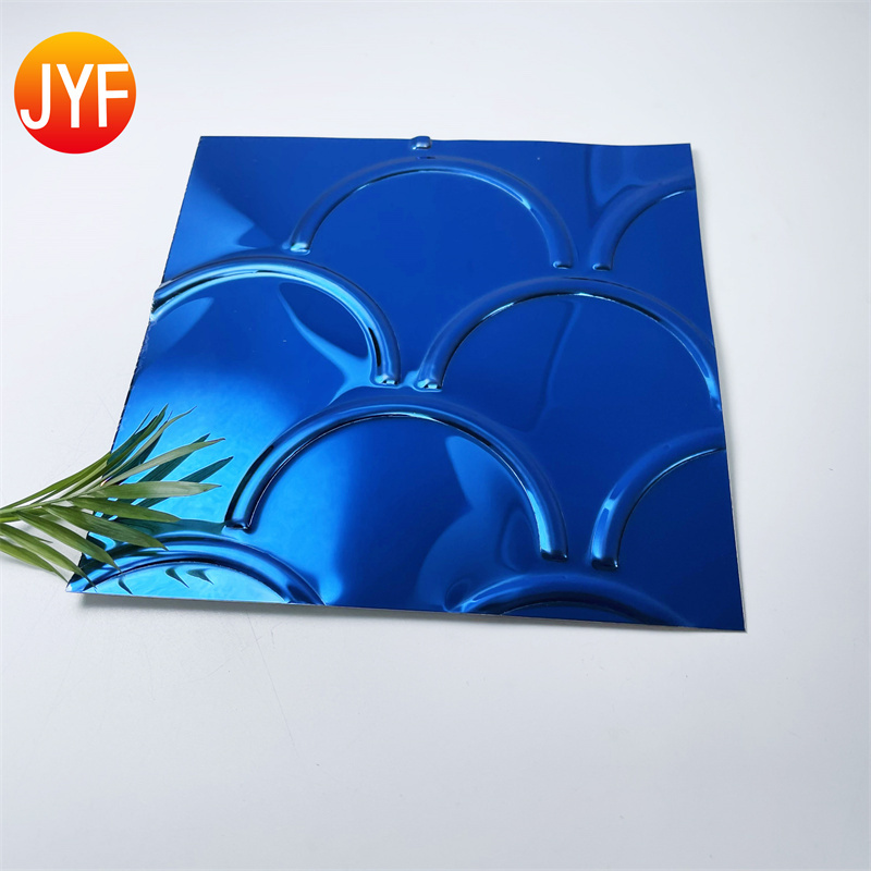 ZZ2919  Cheap Price Blue Color 316l Stamped Stainless Steel 3D Wall Panels